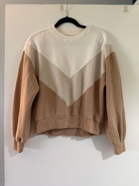 Abercrombie Soft A&F Collection Colorblock Sweatshirt - Cream & Tan